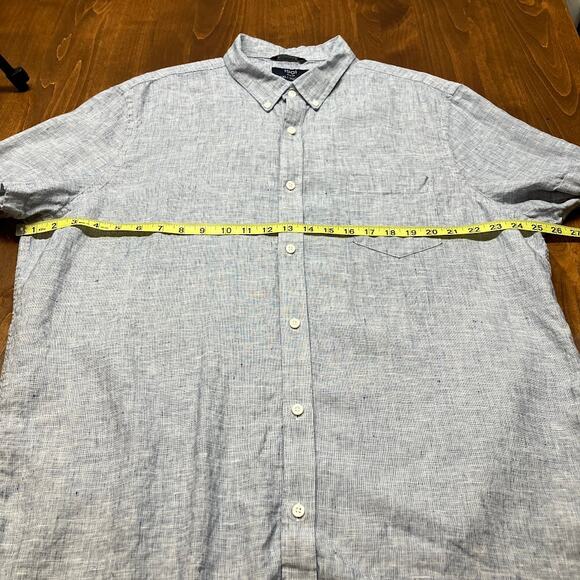 1901 Short Sleeve Blue White 100% Linen Button Down Shirt Men's Size XXL 2XL - Picture 8 of 10